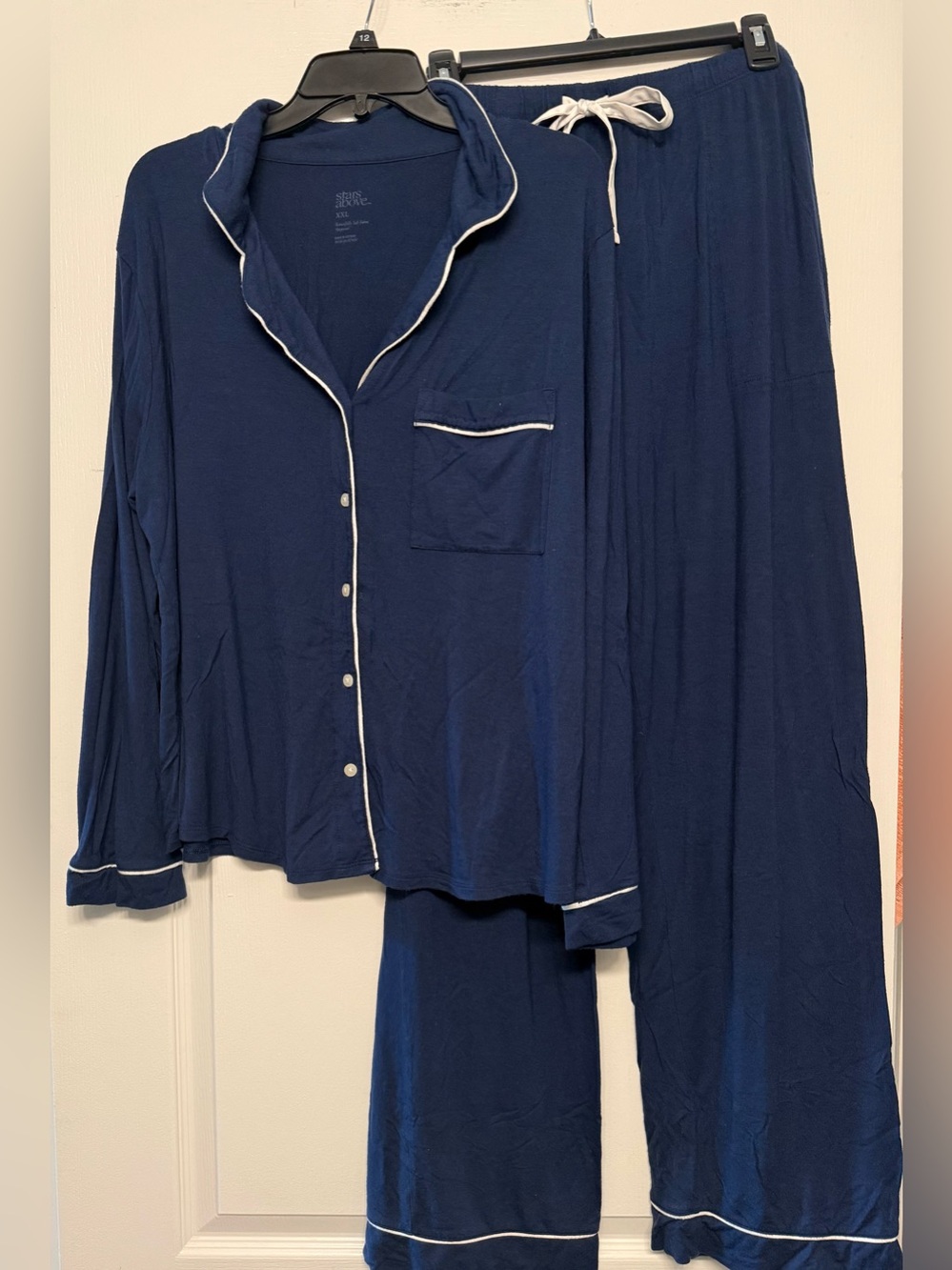 Stars Above Women’s 2X Navy Pajama Set Long Sleeve Sleepwear Lounge Pants